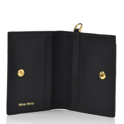 Miu Miu Goatskin Madras Card Holder Black 4 of 9