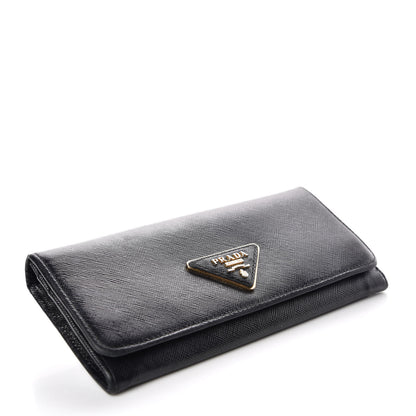 Prada Saffiano Continental Flap Wallet Black 4 of 12