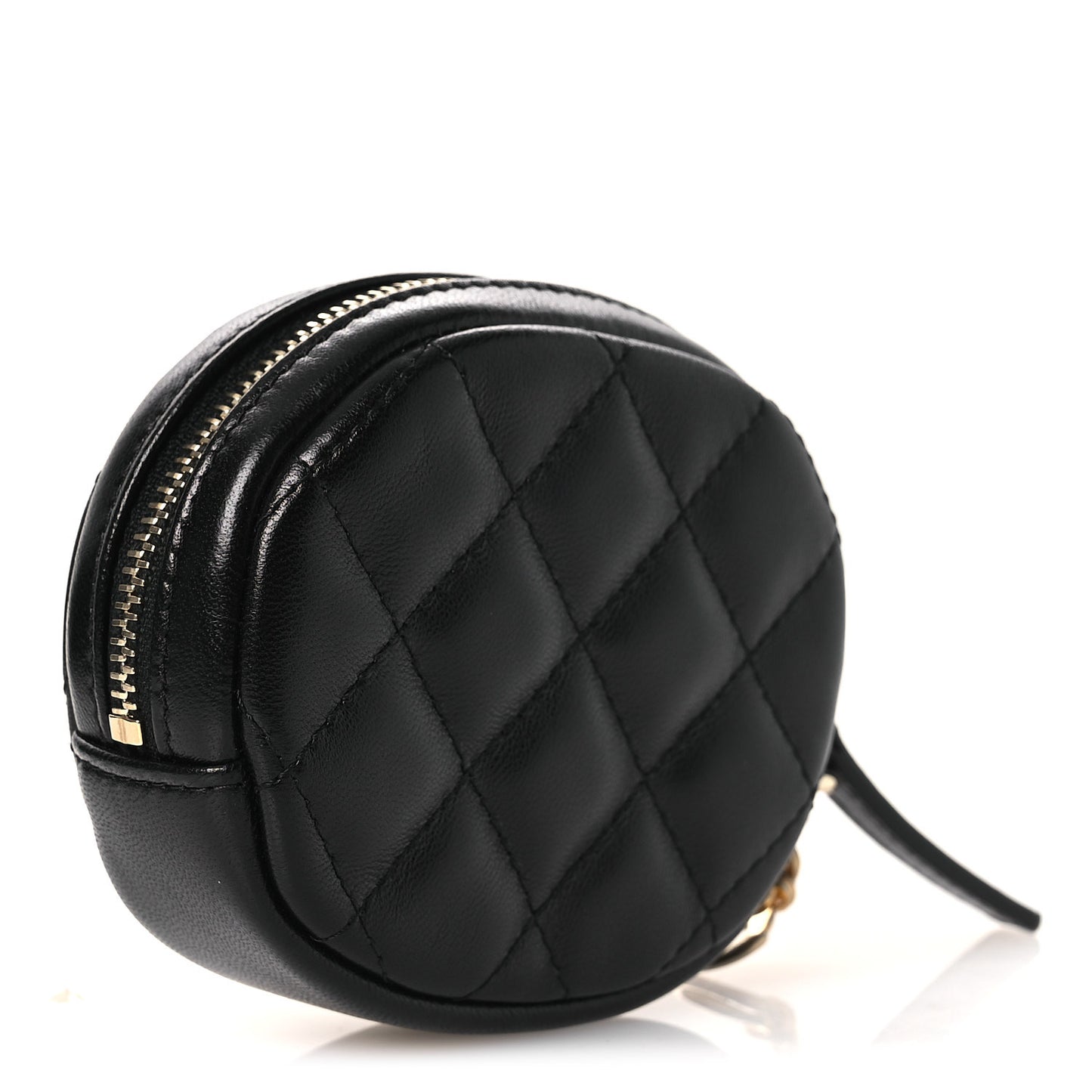 Lambskin Quilted Zip Around Classic Coin Purse Black