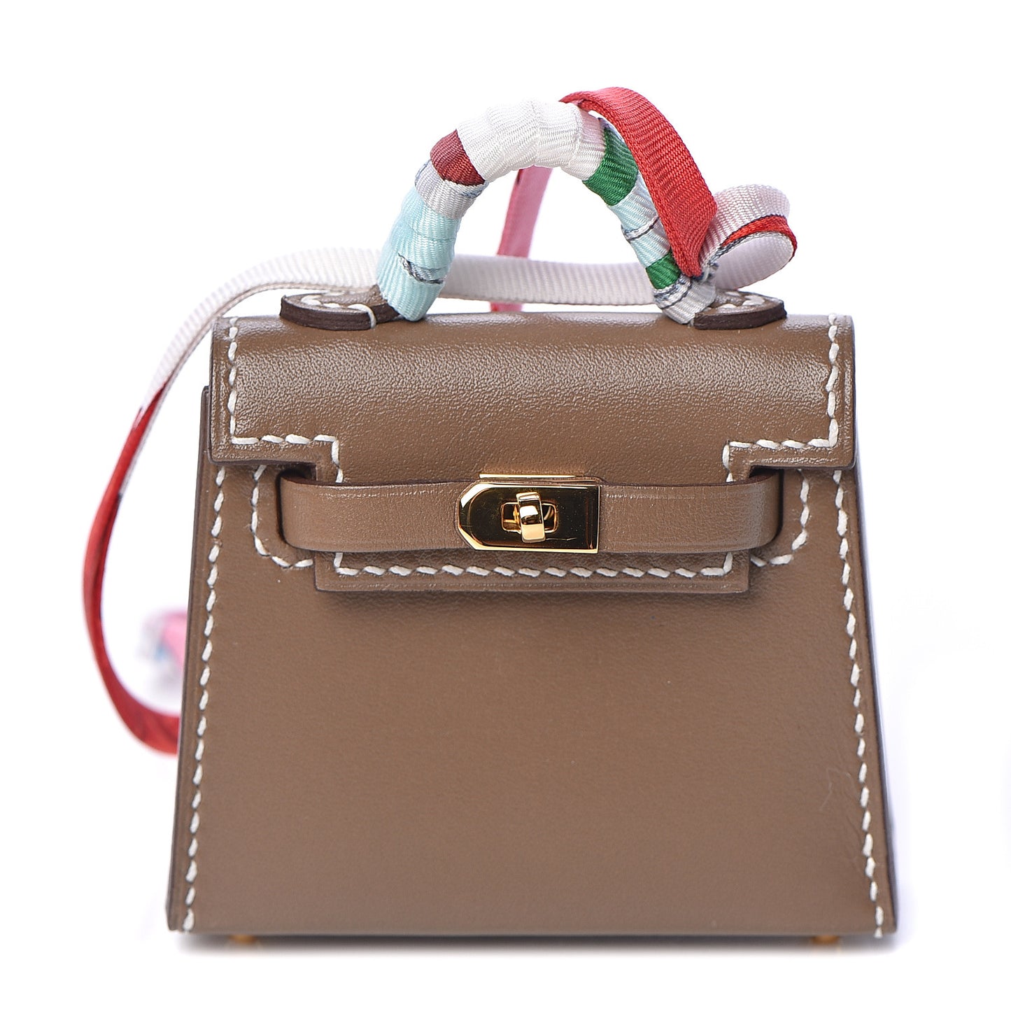 Tadelakt Mini Kelly Twilly Bag Charm Etoupe