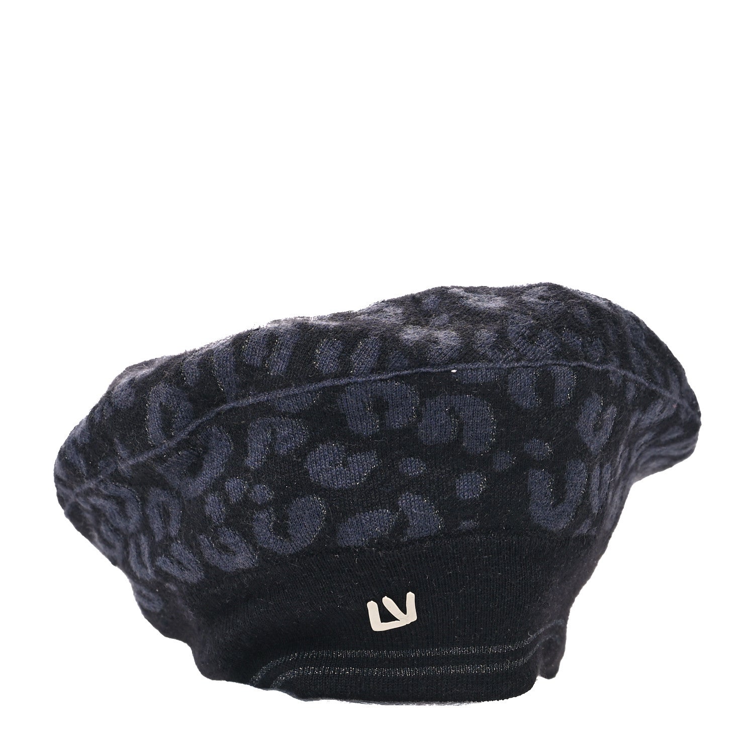 Louis Vuitton Cashmere Silk Leopard Beret Black 3 of 8