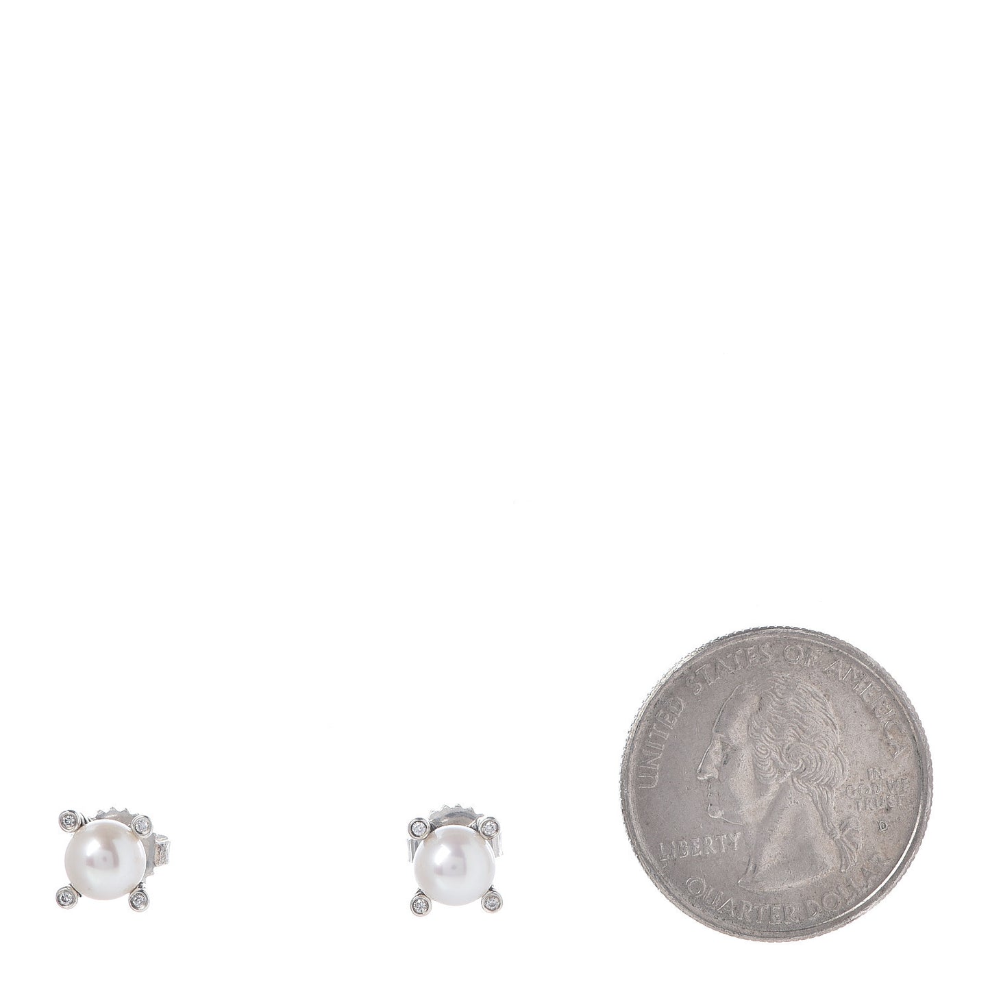 Sterling Silver Diamond Pearl 7mm Earrings
