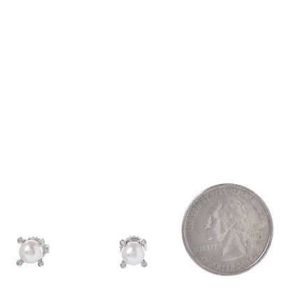 David Yurman Sterling Silver Diamond Pearl 7mm Earrings 2 of 5