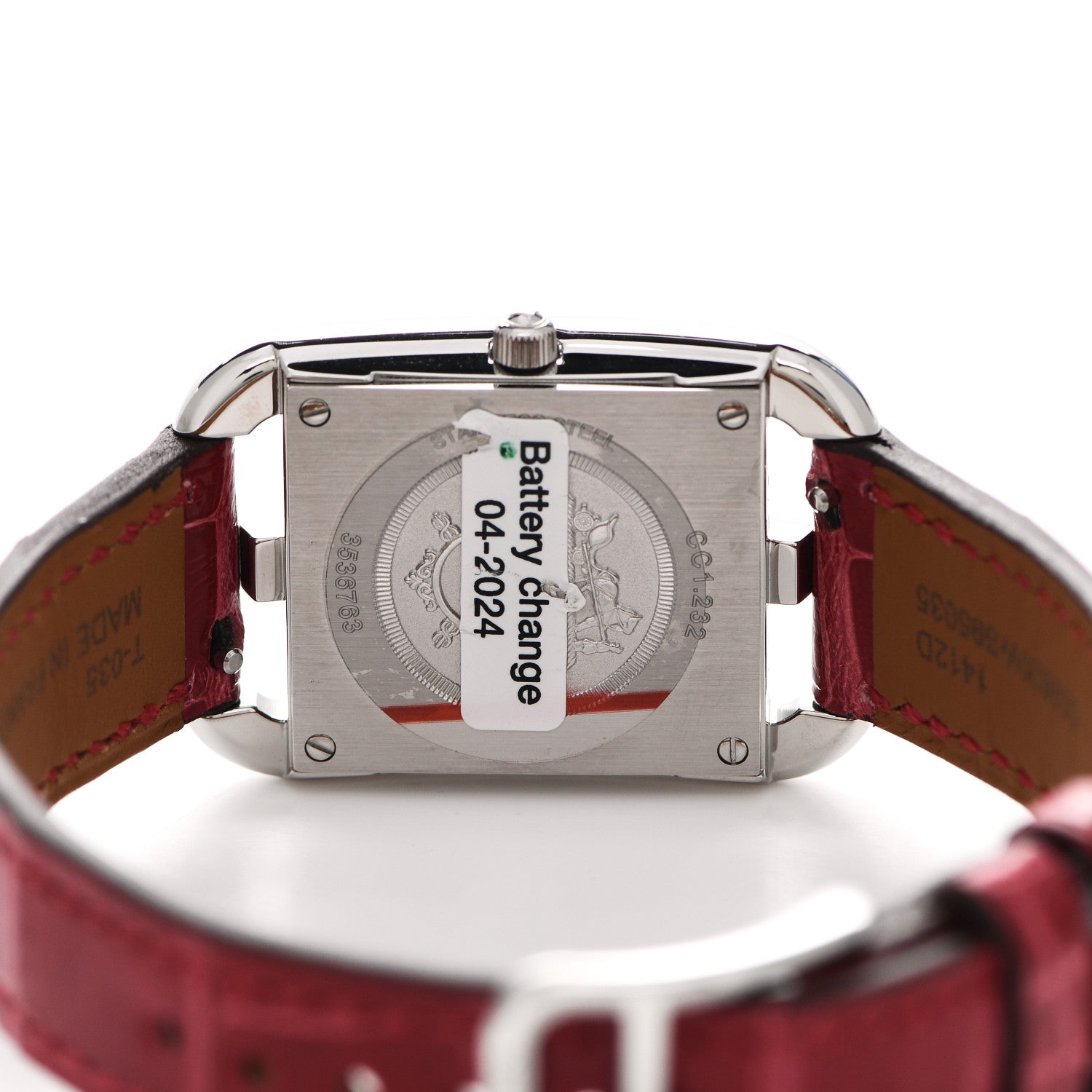 Hermes Stainless Steel Alligator Diamond Bezel Mother of Pearl 23mm Cape Cod Quartz Watch Braise 4 of 5