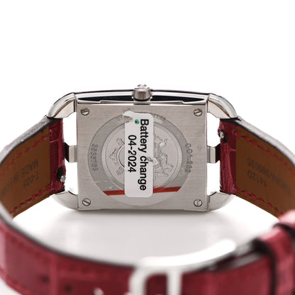 Hermes Stainless Steel Alligator Diamond Bezel Mother of Pearl 23mm Cape Cod Quartz Watch Braise 4 of 5