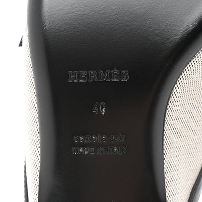 Hermes Canvas Calfskin Womens Groupie Mules 40 Prunoir Black 8 of 9