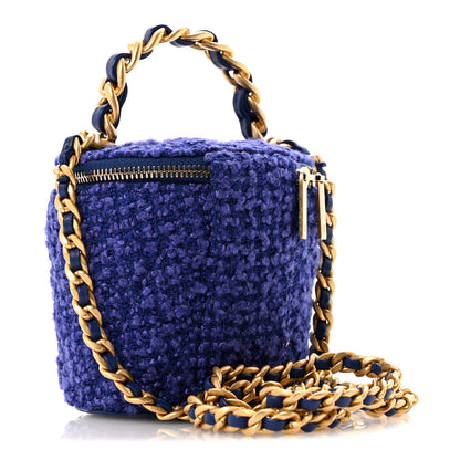 Chanel Tweed Quilted Afternoon Tea Top Handle Vanity Case With Chain Purple 3 of 11