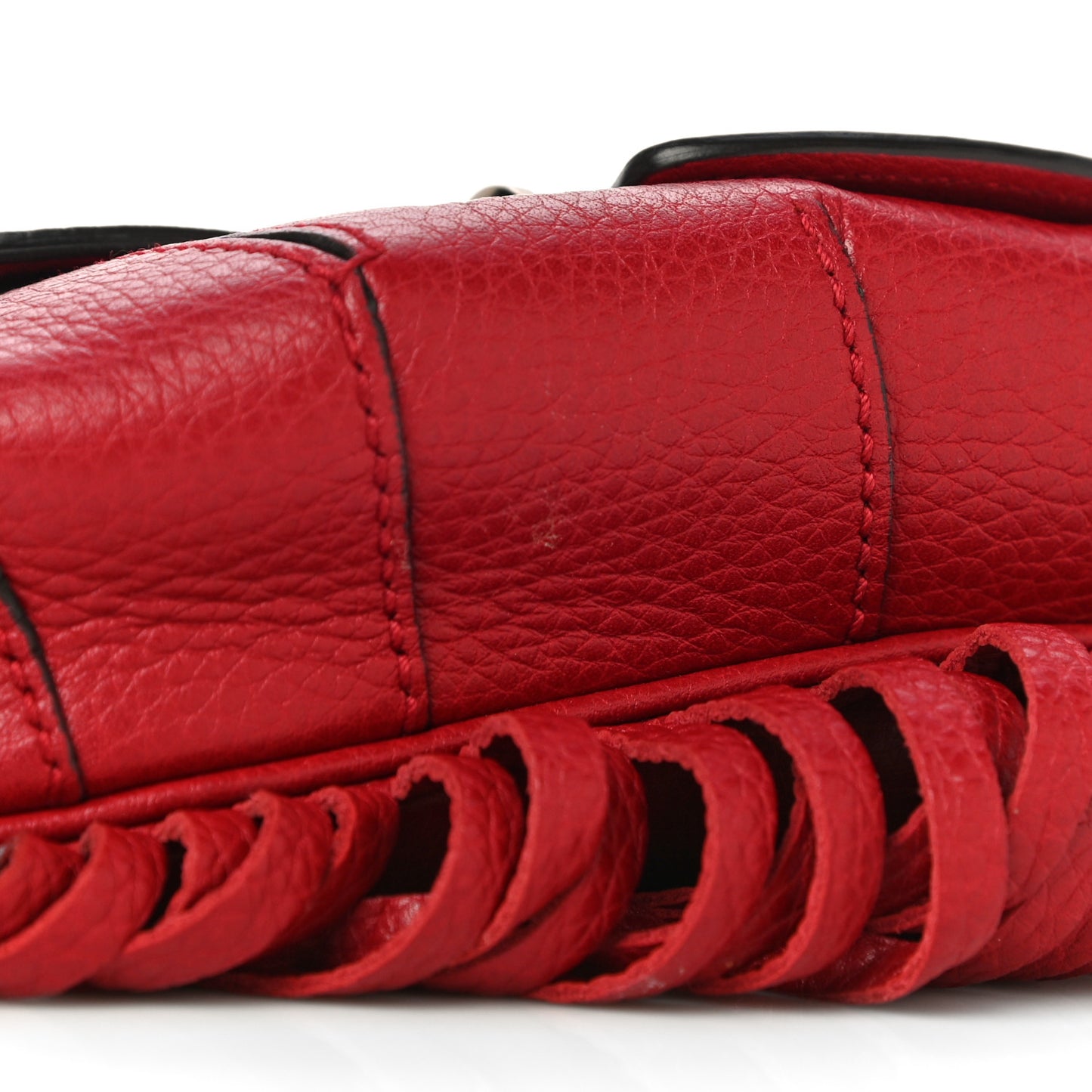 Calfskin Small Nouveau Fringe Shoulder Bag Flame Red