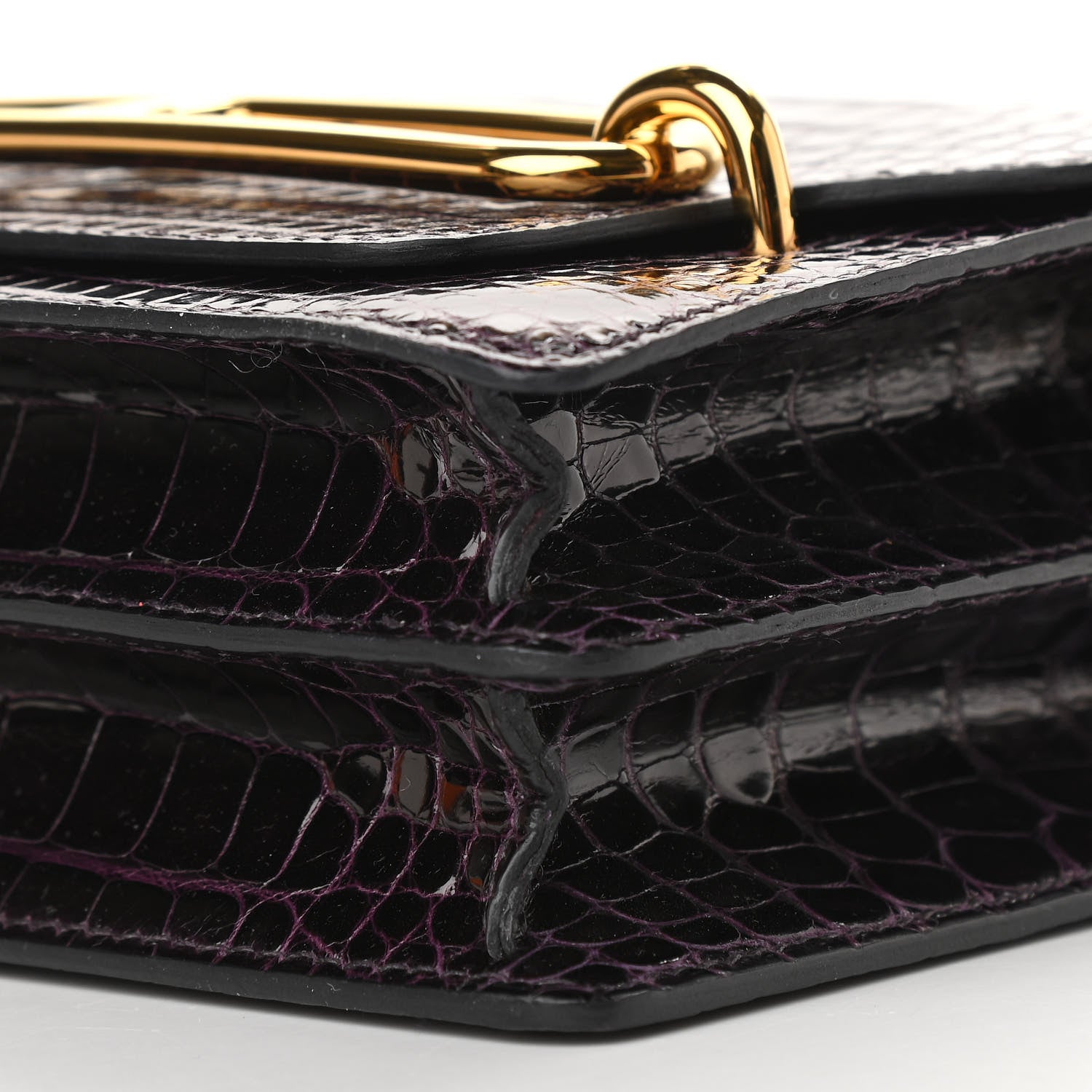 Hermes Shiny Alligator Mini Sac Roulis Prunoir 9 of 10