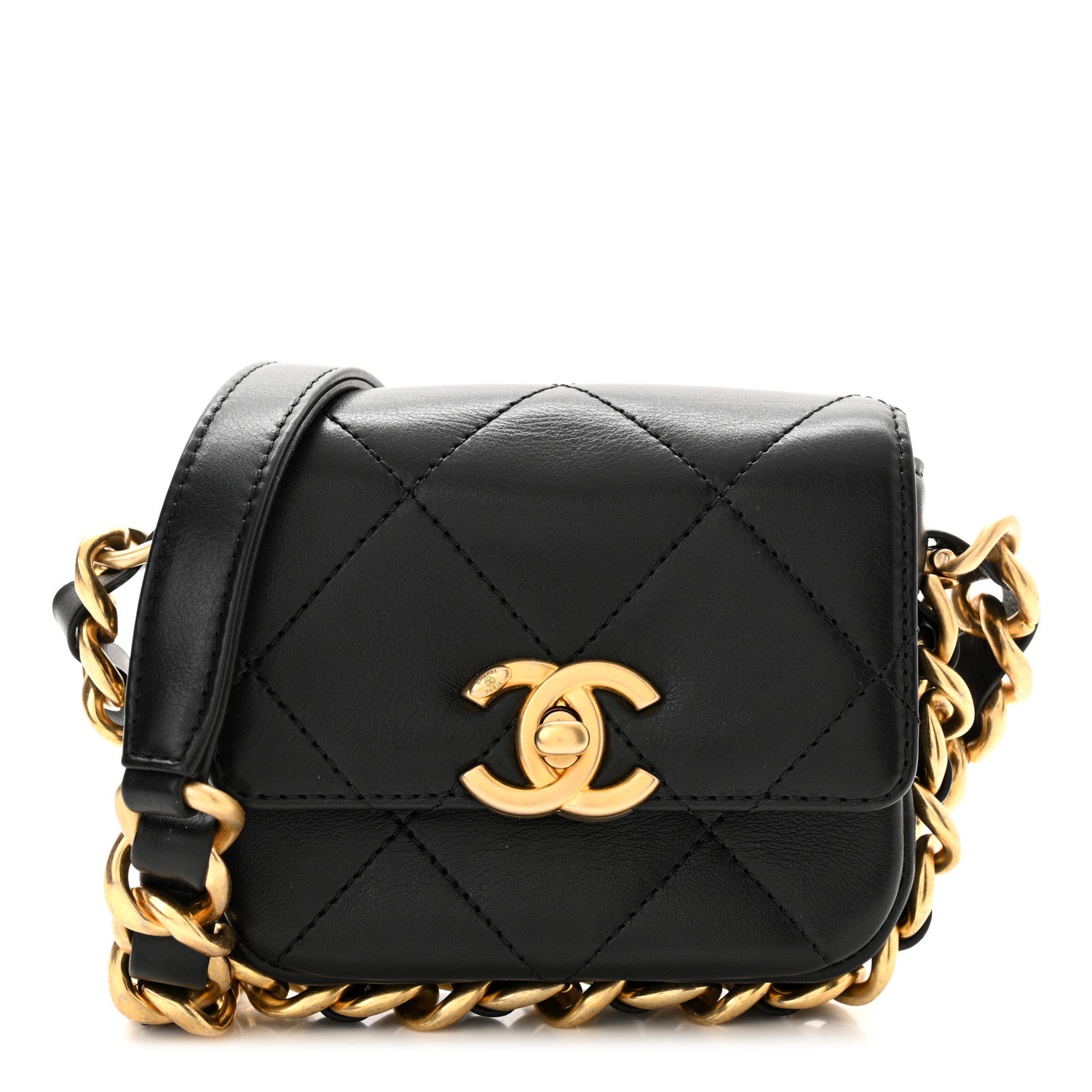 Chanel Calfskin Quilted Mini Framing Chain Bag Black 1 of 11