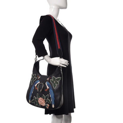 Gucci Calfskin Web Garden Collection Embroidered Medium Dionysus Hobo Black 2 of 11