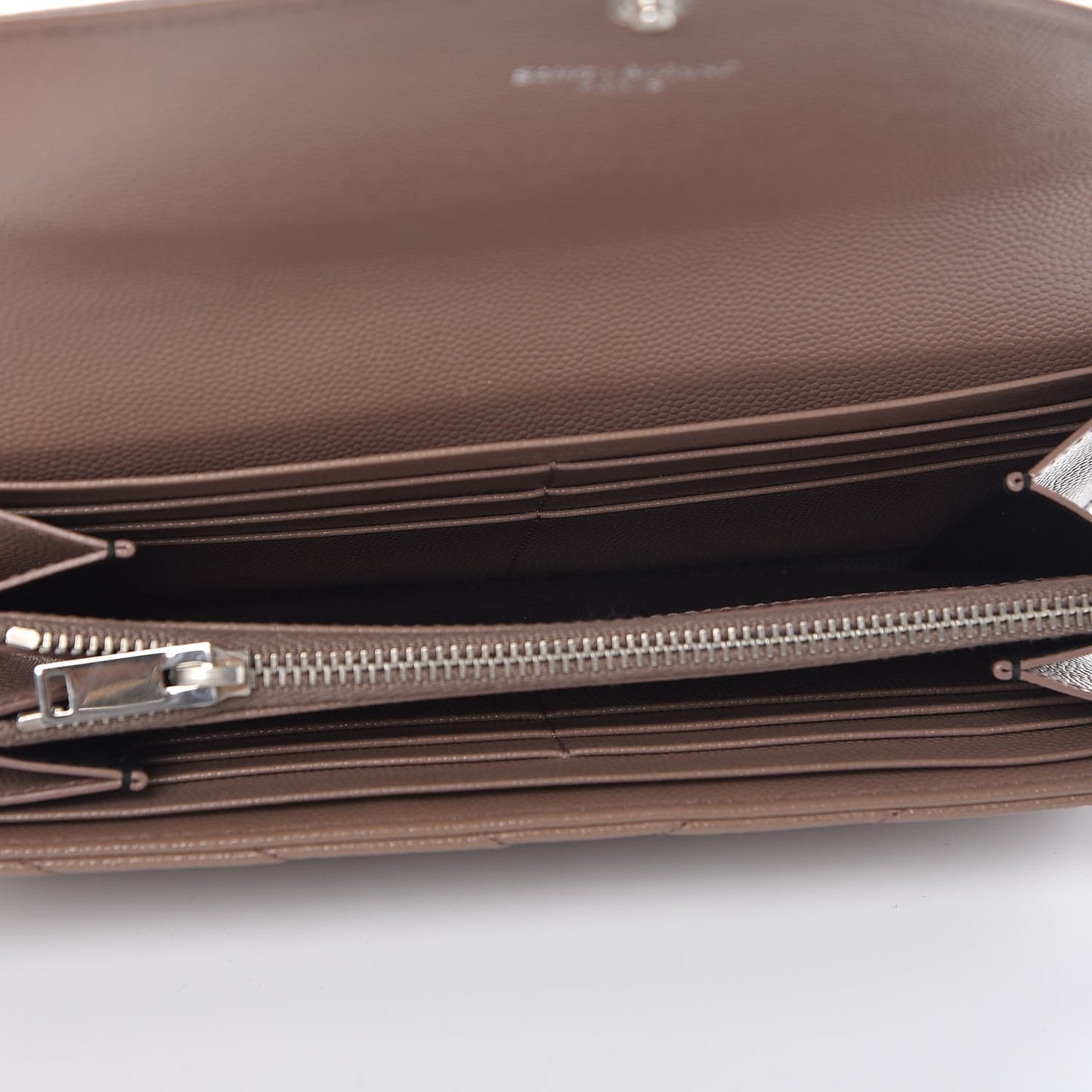Grain De Poudre Matelasse Chevron Monogram Flap Wallet Taupe