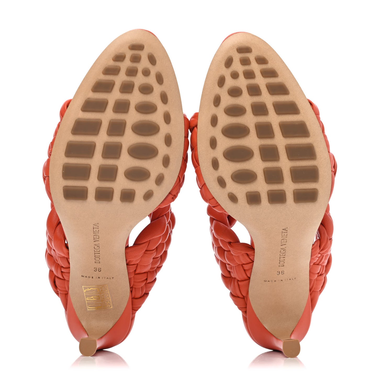 Nappa Twisted Padded Intrecciato Curve Slide Sandals 36 Paprika