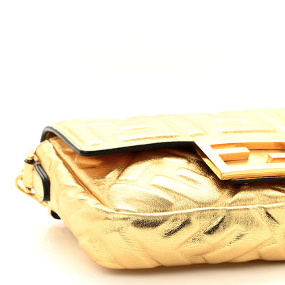 Fendi Vitello Catalan Mirror FF 1974 Embossed Mini Baguette Gold 10 of 11