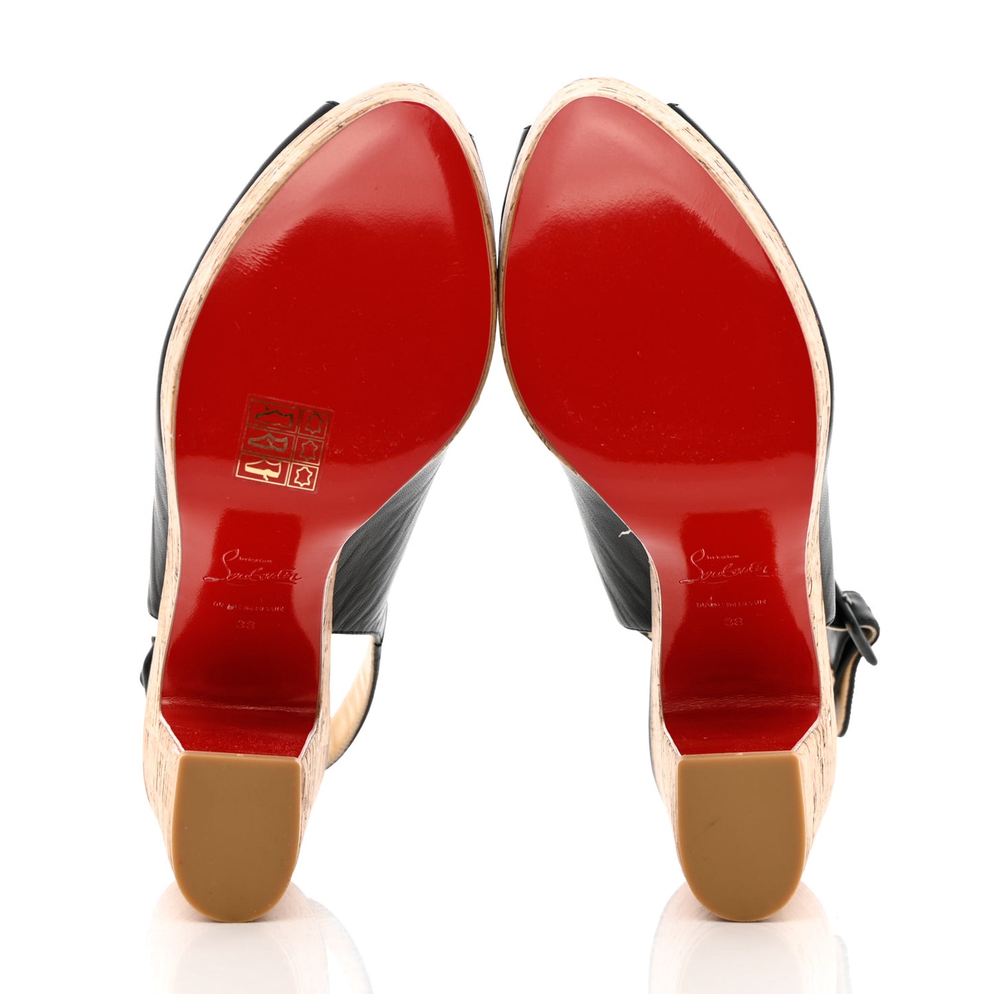 Calfskin Cork Dona Anna 120 Wedges 38 Black Natural
