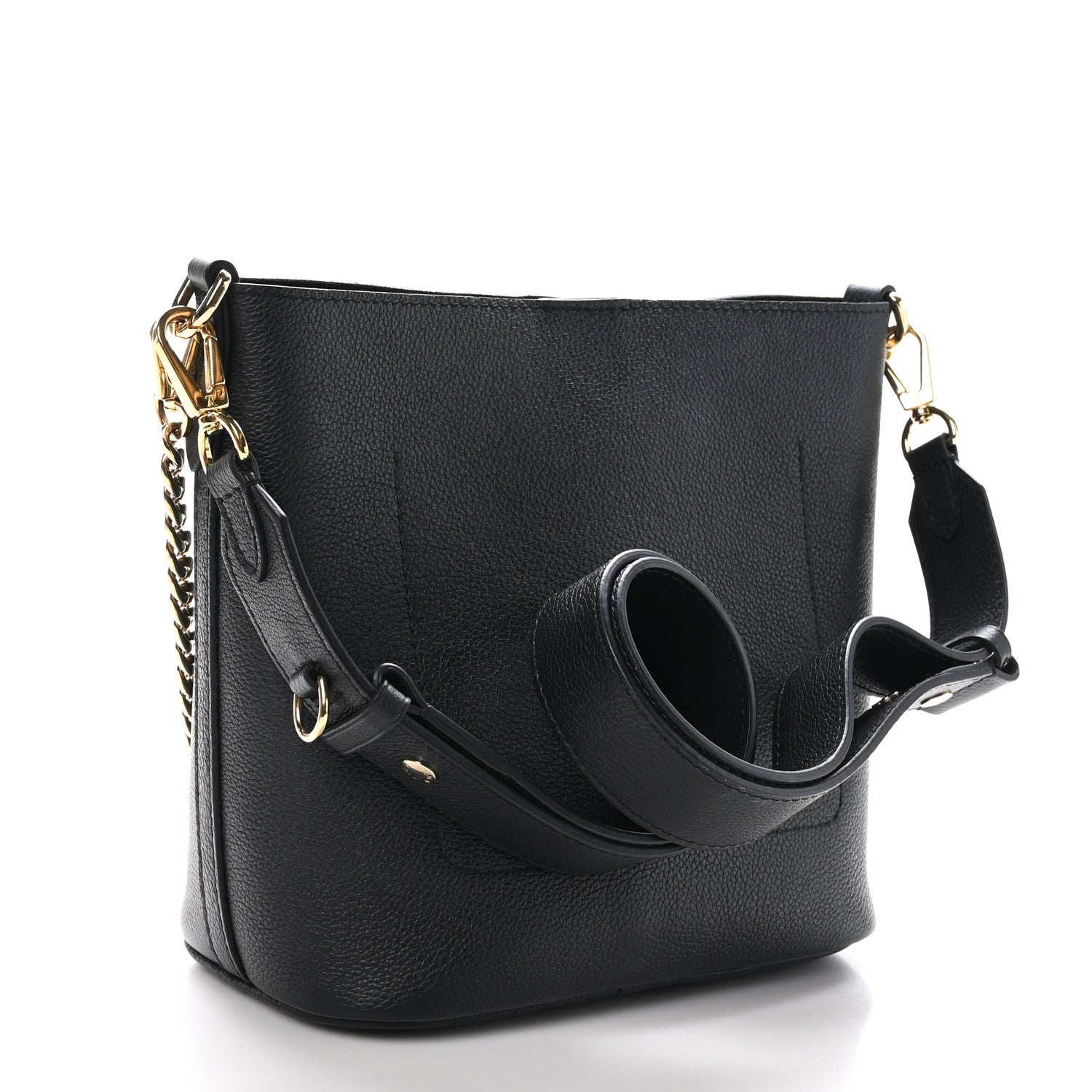 Louis Vuitton Calfskin Lock and Walk Bucket Black 3 of 11