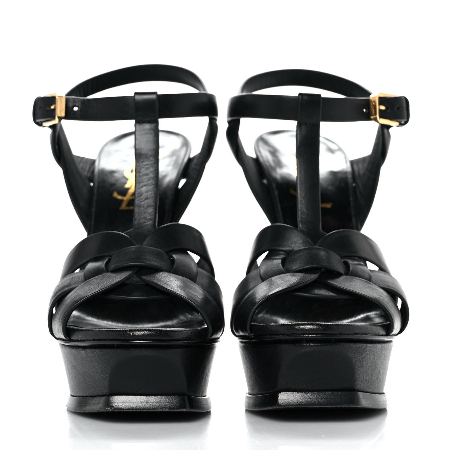 Saint Laurent Calfskin Tribute 105 Platform Sandals 35 Black 2 of 9