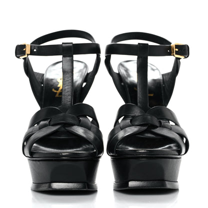 Saint Laurent Calfskin Tribute 105 Platform Sandals 35 Black 2 of 9