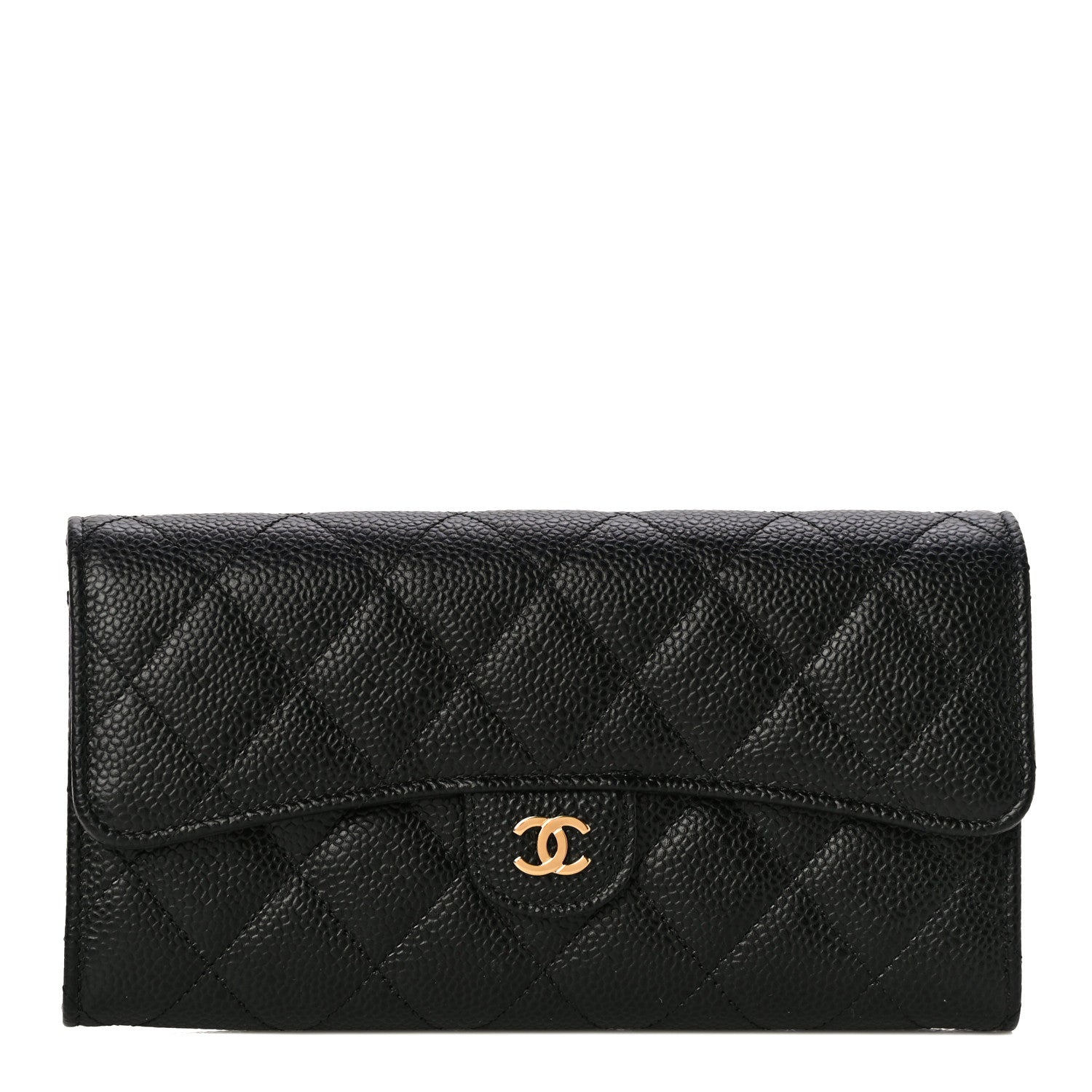 Chanel Caviar Quilted Large Gusset Flap Wallet Black 1 of 12