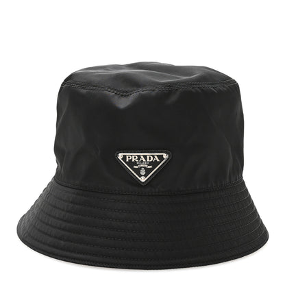 Prada Re-Nylon Metal Triangle Logo Womens Bucket Hat L Black 3 of 9