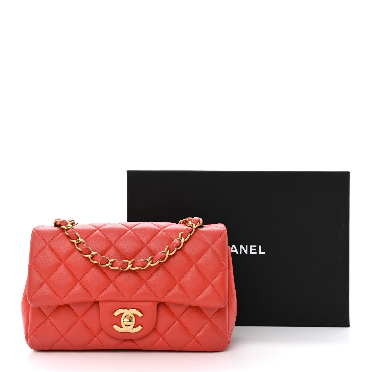 Lambskin Quilted Mini Rectangular Flap Red