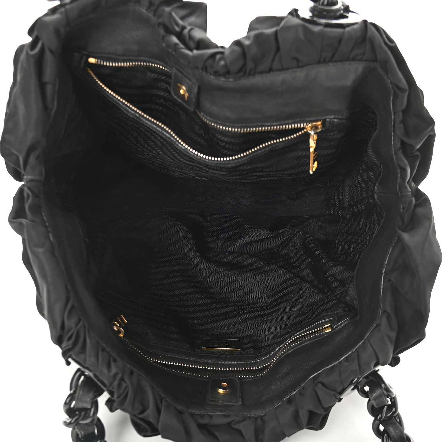Prada Tessuto Nylon Origami Pleated Tote Black 5 of 14