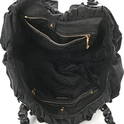 Prada Tessuto Nylon Origami Pleated Tote Black 5 of 14