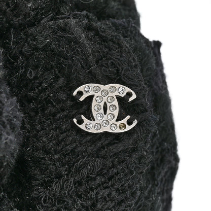 Chanel Tweed Camellia CC Pin Brooch Black 4 of 5