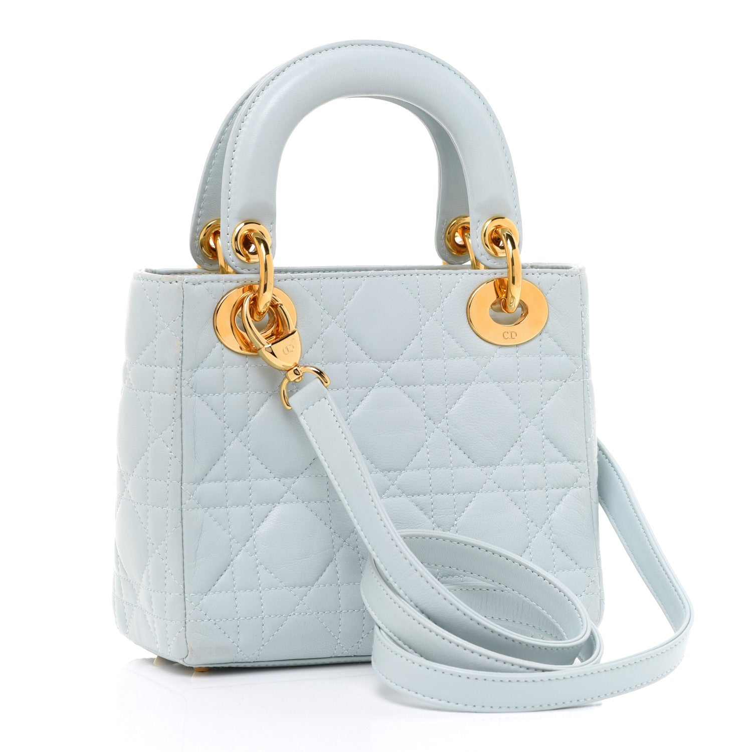 Christian Dior Lambskin Cannage Mini Lady Dior Light Blue 3 of 12