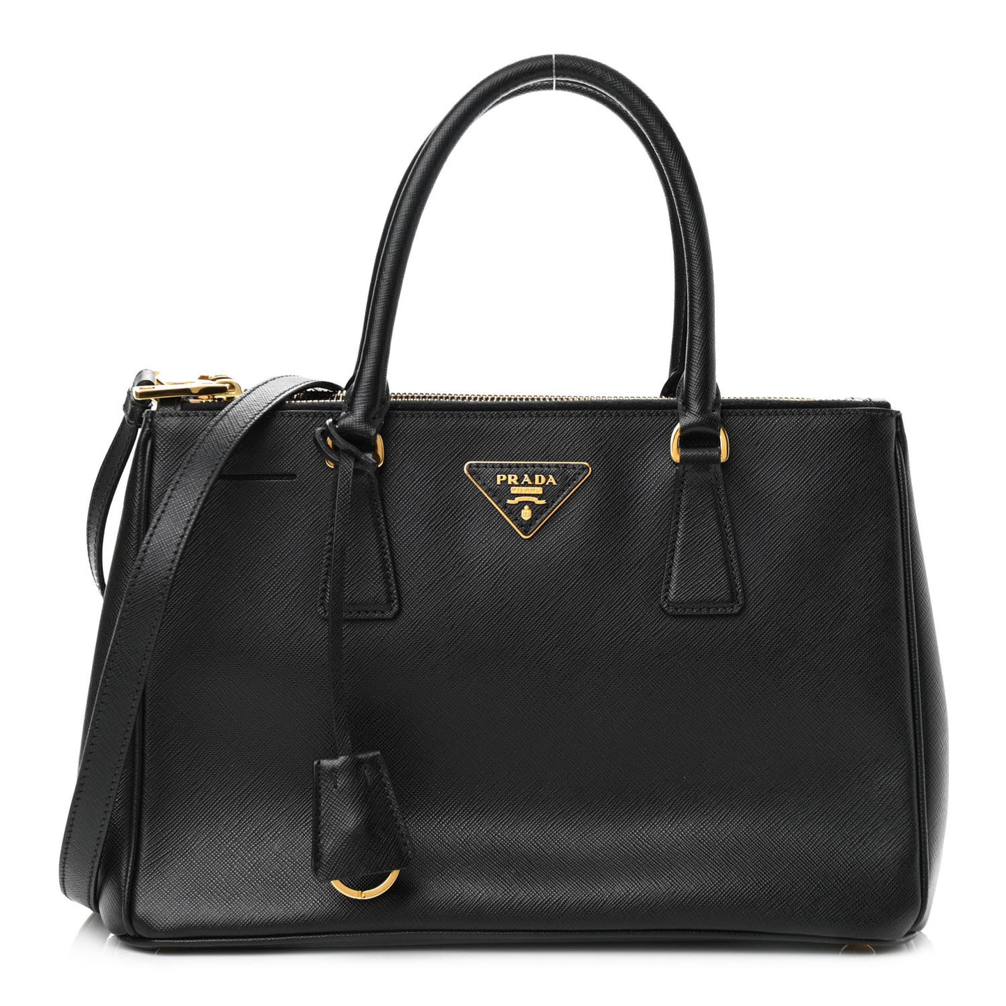 Saffiano Medium Galleria Double Zip Tote Black