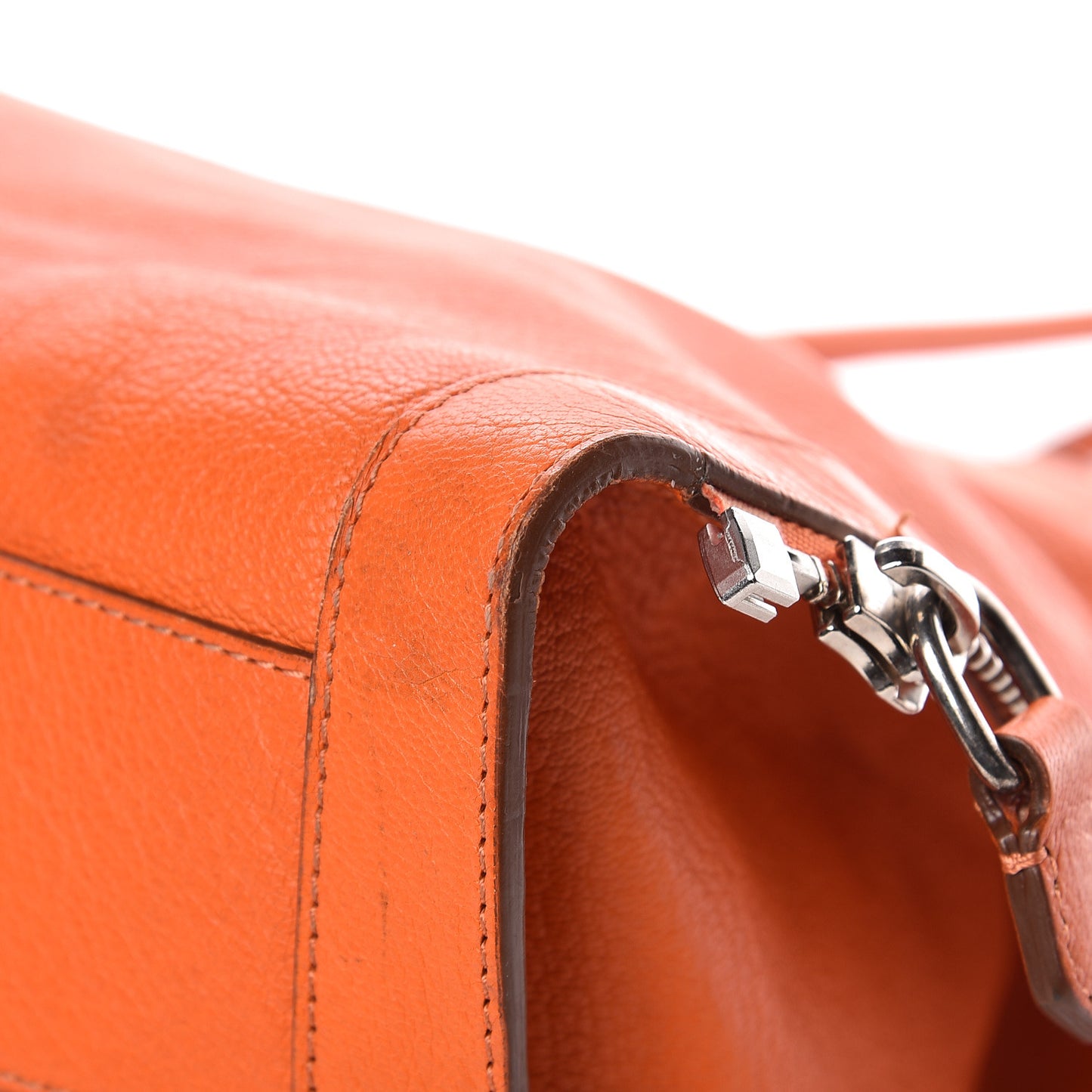 Grained Goatskin Antigona Zippered Tote Orange
