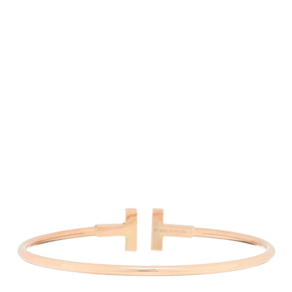 Tiffany 18K Rose Gold Diamond T Wire Bracelet 2 of 4