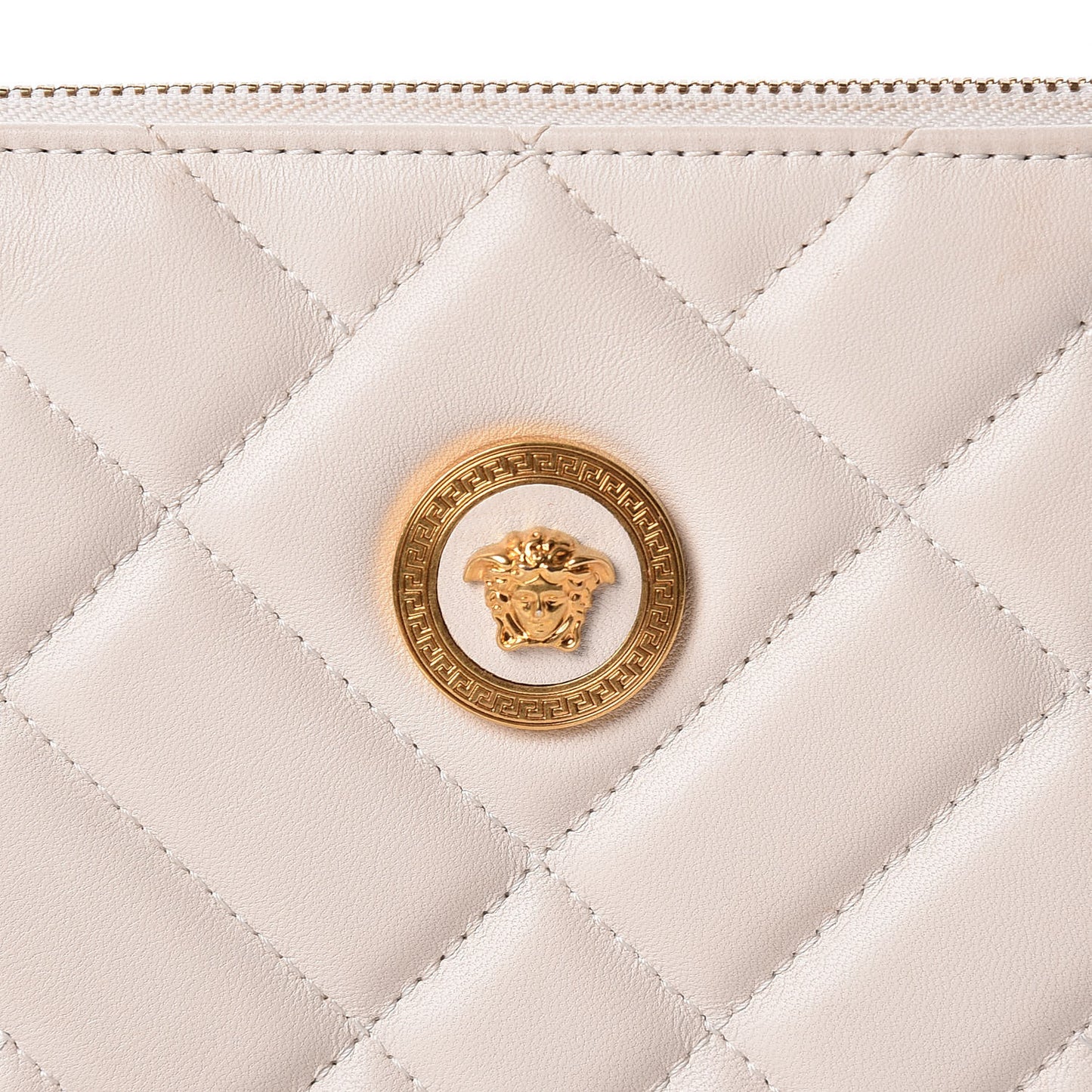 Calfskin Quilted Tribute Icon Crossbody Flat Pouch White