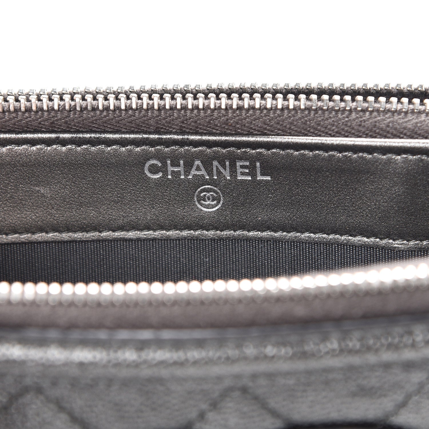 Chanel Metallic Caviar Quilted CC Filigree Clutch With Chain Dark Silver 7 of 13