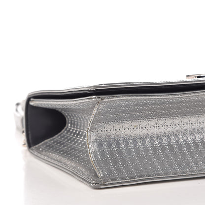 Christian Dior Metallic Patent Micro-Cannage Medium Diorama Flap Bag Silver 9 of 11