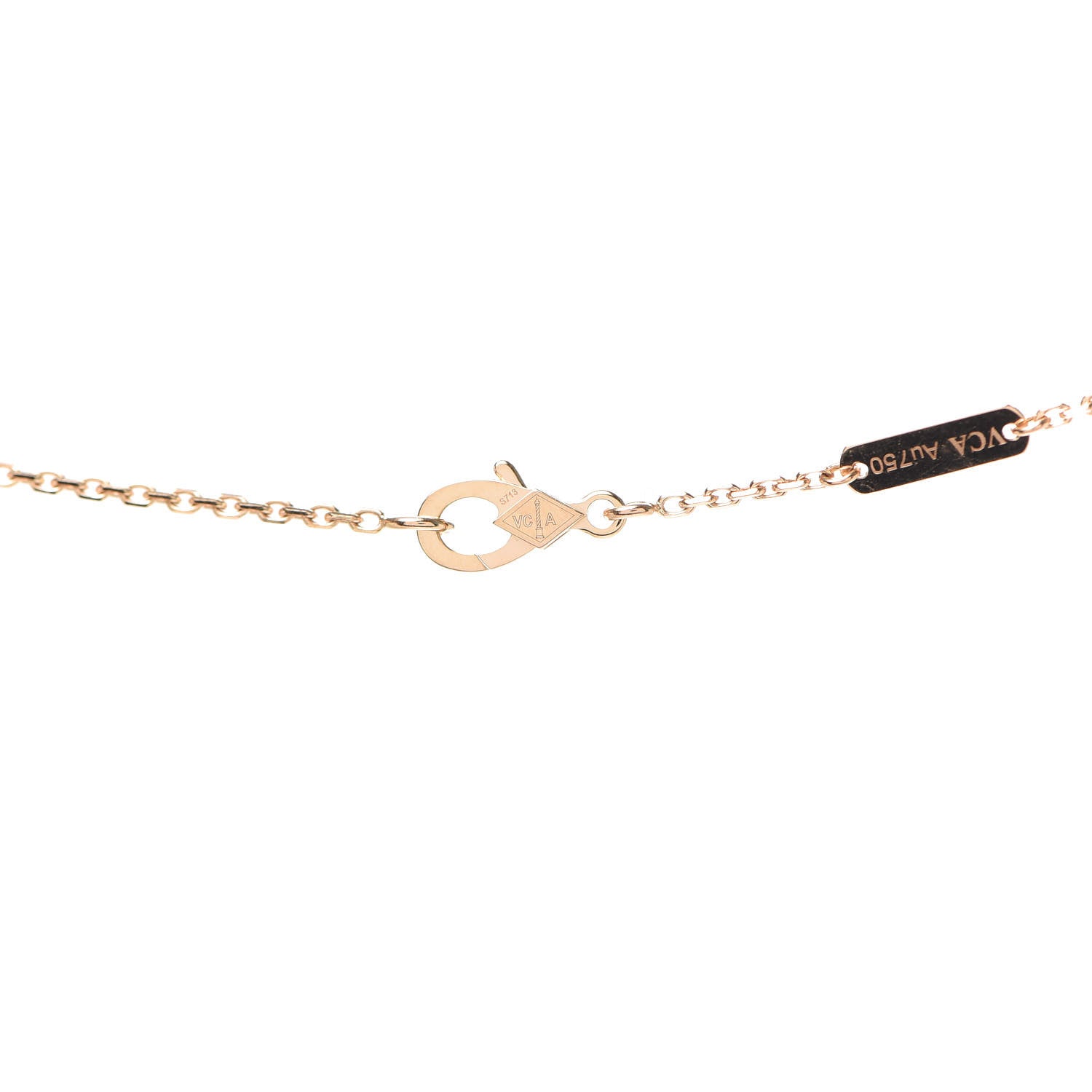 Van Cleef & Arpels 18K Rose Gold Diamond Bulls Eye Vintage Alhambra Pendant Necklace 4 of 9