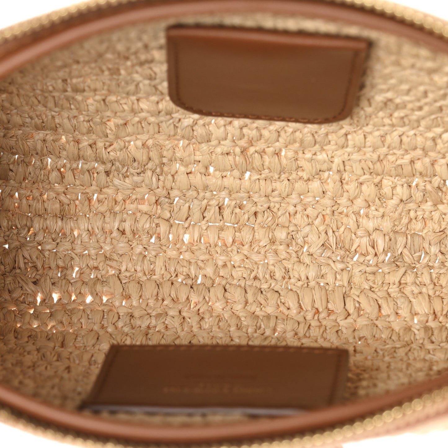 Raffia Calfskin Gaby Crossbody Bag Natural Brick