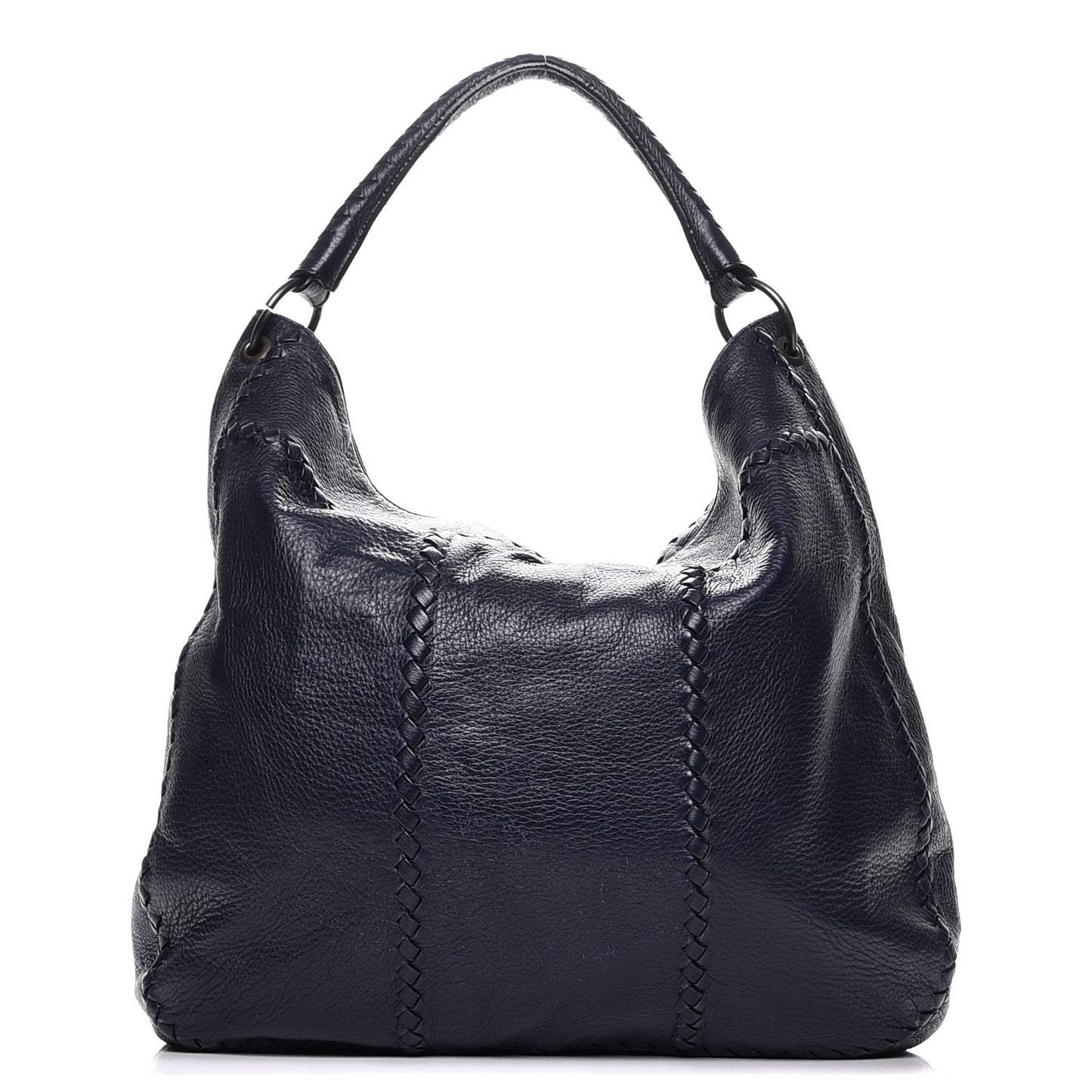 Washed Cervo Deerskin Large Hobo China Blue