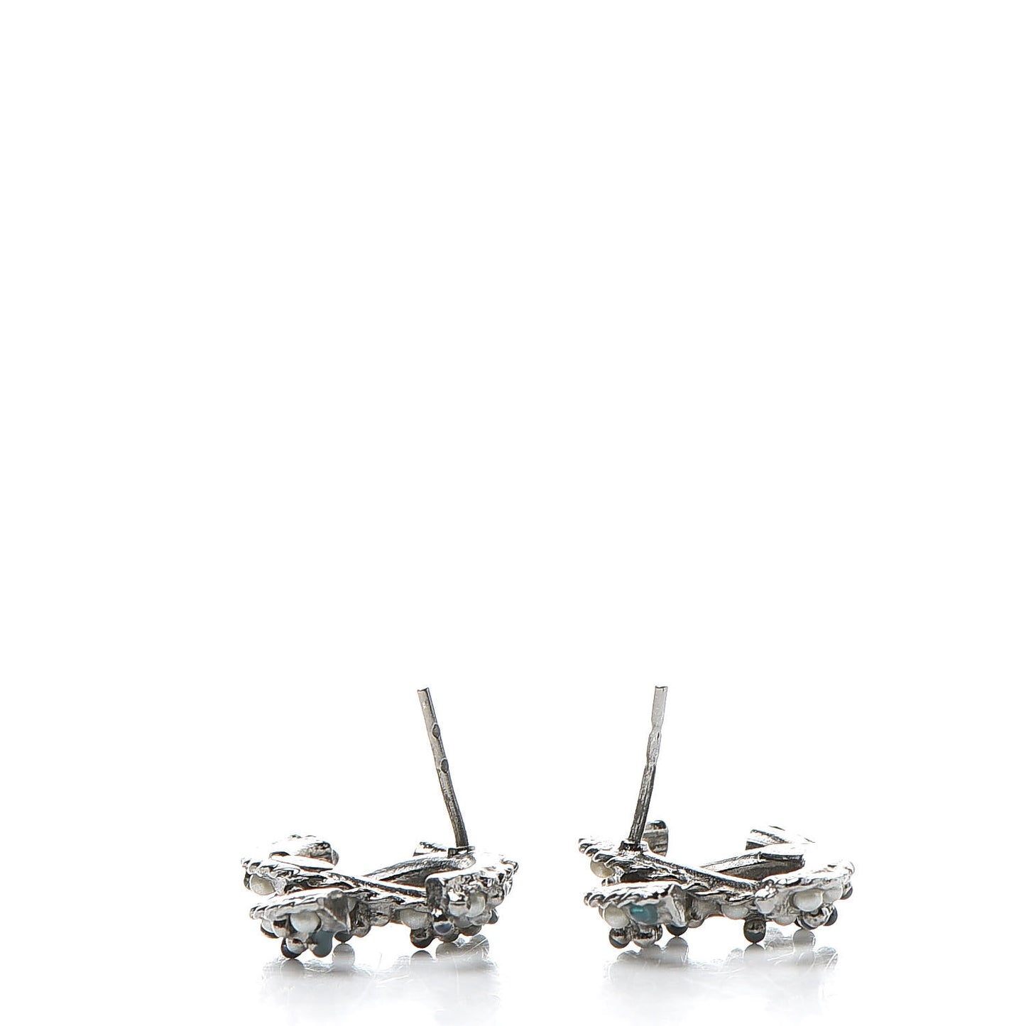 Pearl Resin Bead CC Earrings Silver Marine