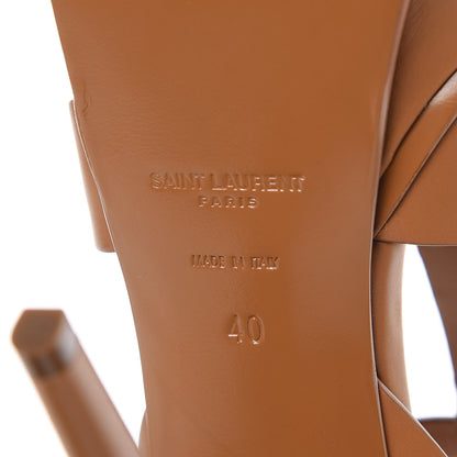Saint Laurent Calfskin Tribute 105 Platform Sandals 40 Caramel 6 of 11