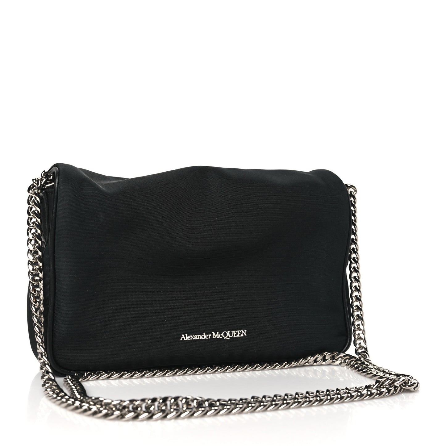 ALEXANDER MCQUEEN Nylon Graffiti Skull Small Crossbody Bag Black White