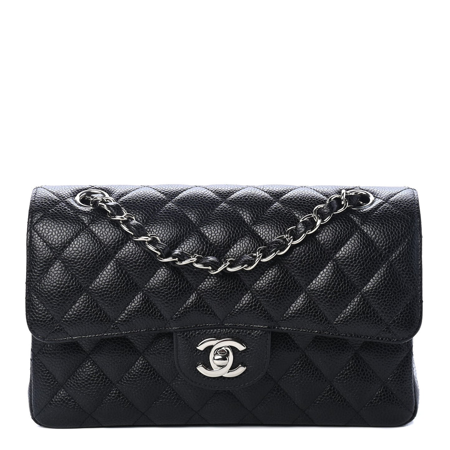 Caviar Quilted Small Double Flap Black