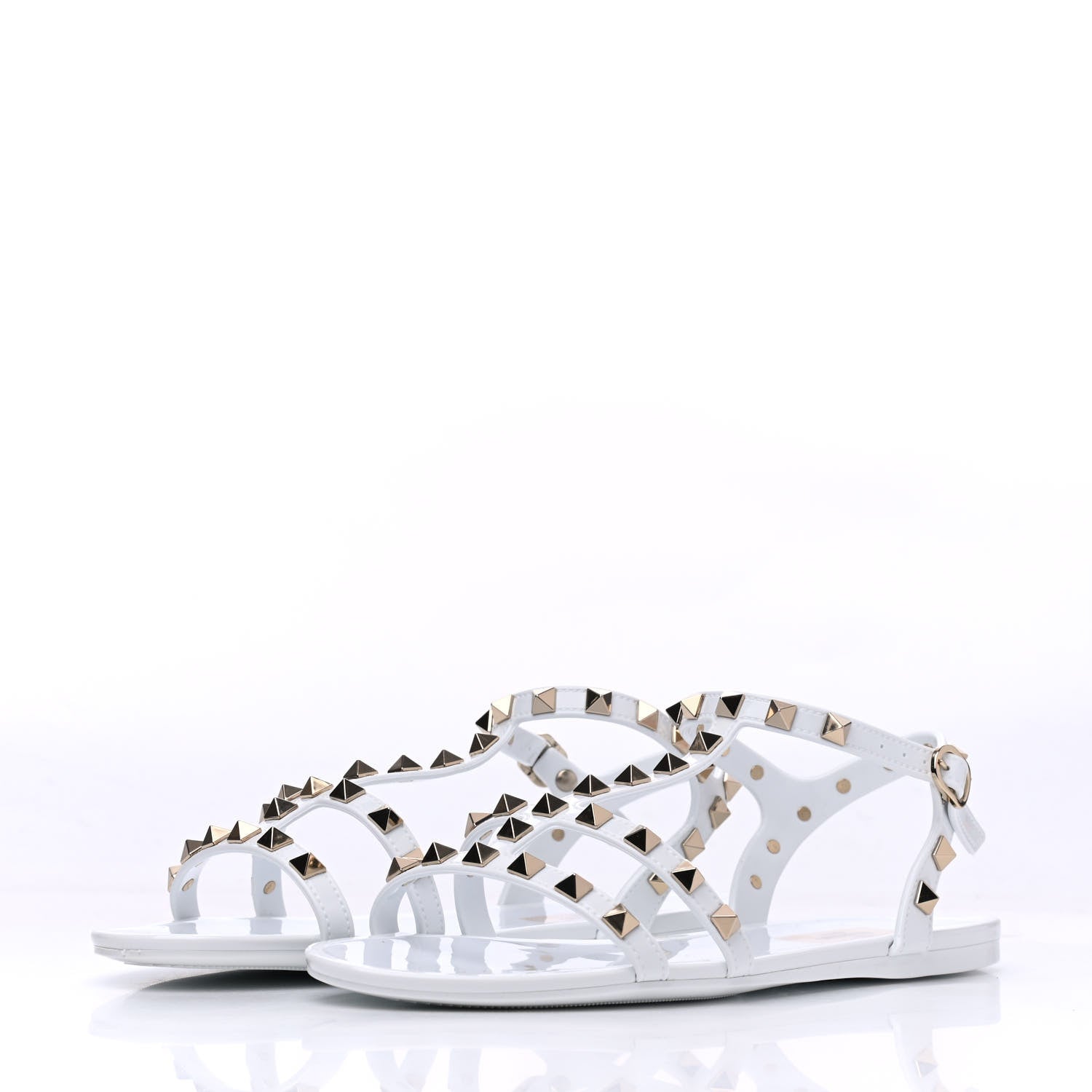 Valentino Garavani PVC Jelly Rockstud Caged Sandals 38 Optic White 3 of 12