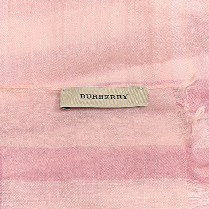 Burberry Silk Wool Gauze Giant Check Scarf Pink 4 of 5