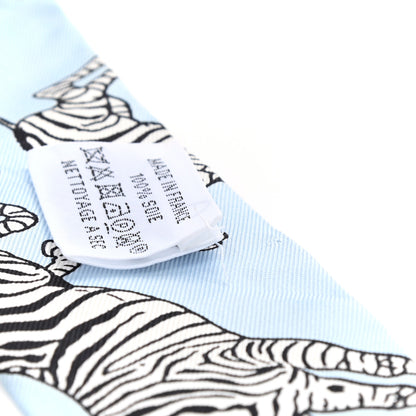 Hermes Silk Les Zebres Twilly Ciel Black White 5 of 5