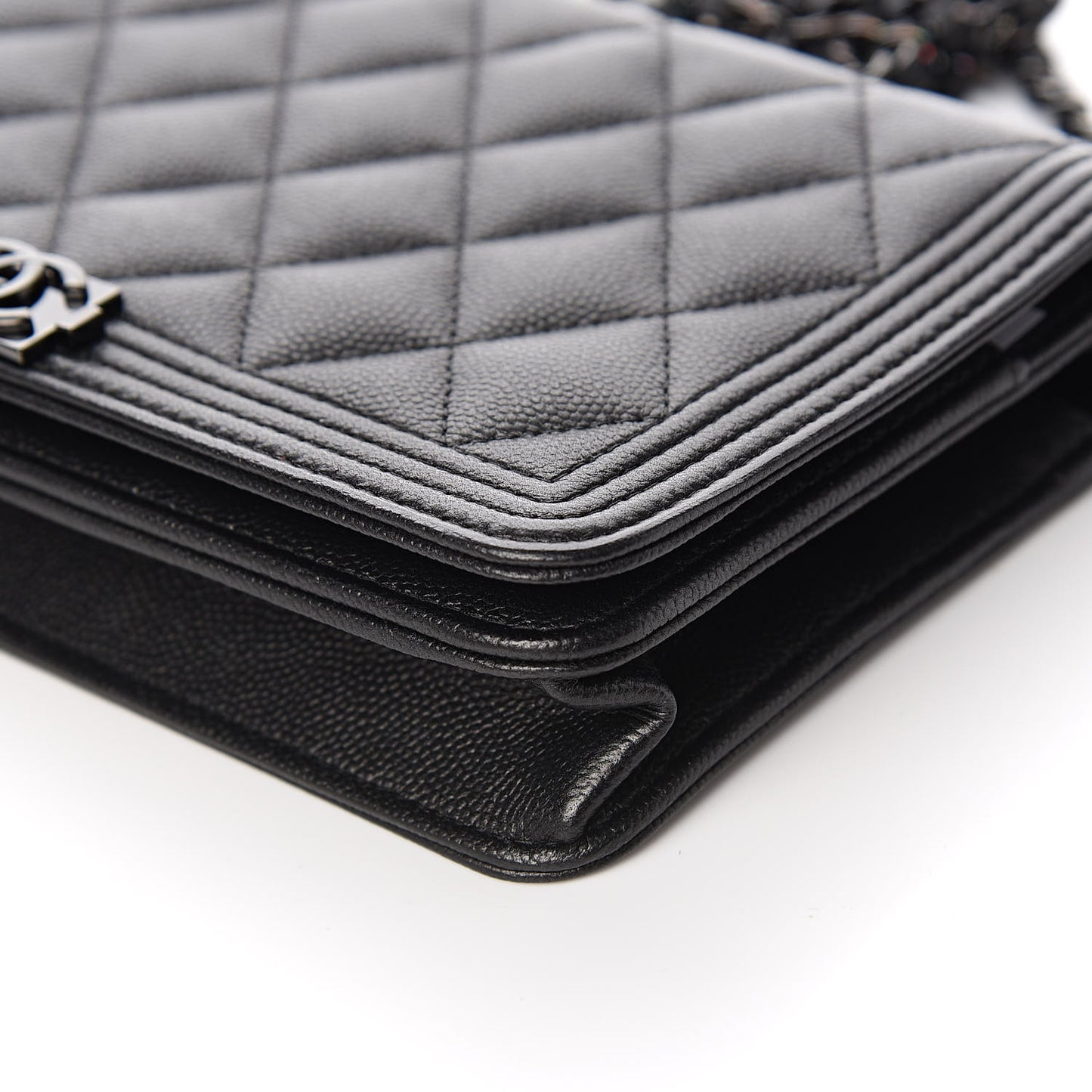 Caviar Quilted Boy Wallet On Chain WOC So Black