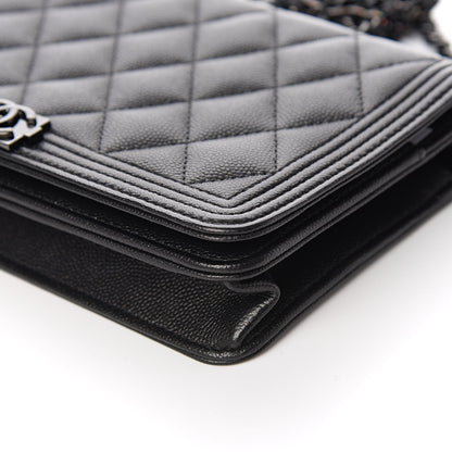 Chanel Caviar Quilted Boy Wallet On Chain WOC So Black 10 of 12