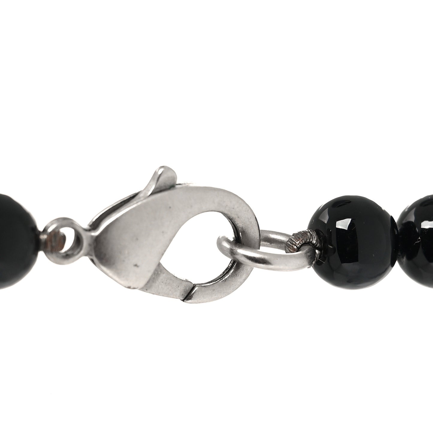 Ruthenium Beaded CC Long Necklace Black