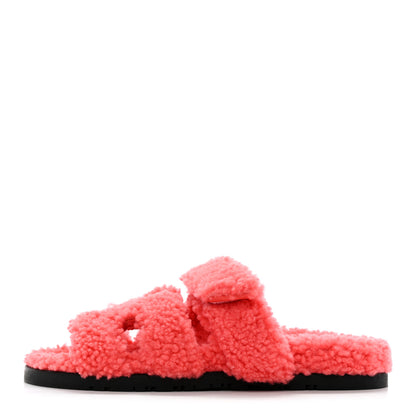 Hermes Woolskin Womens Chypre Sandals 38 Rose Du Desert 1 of 10