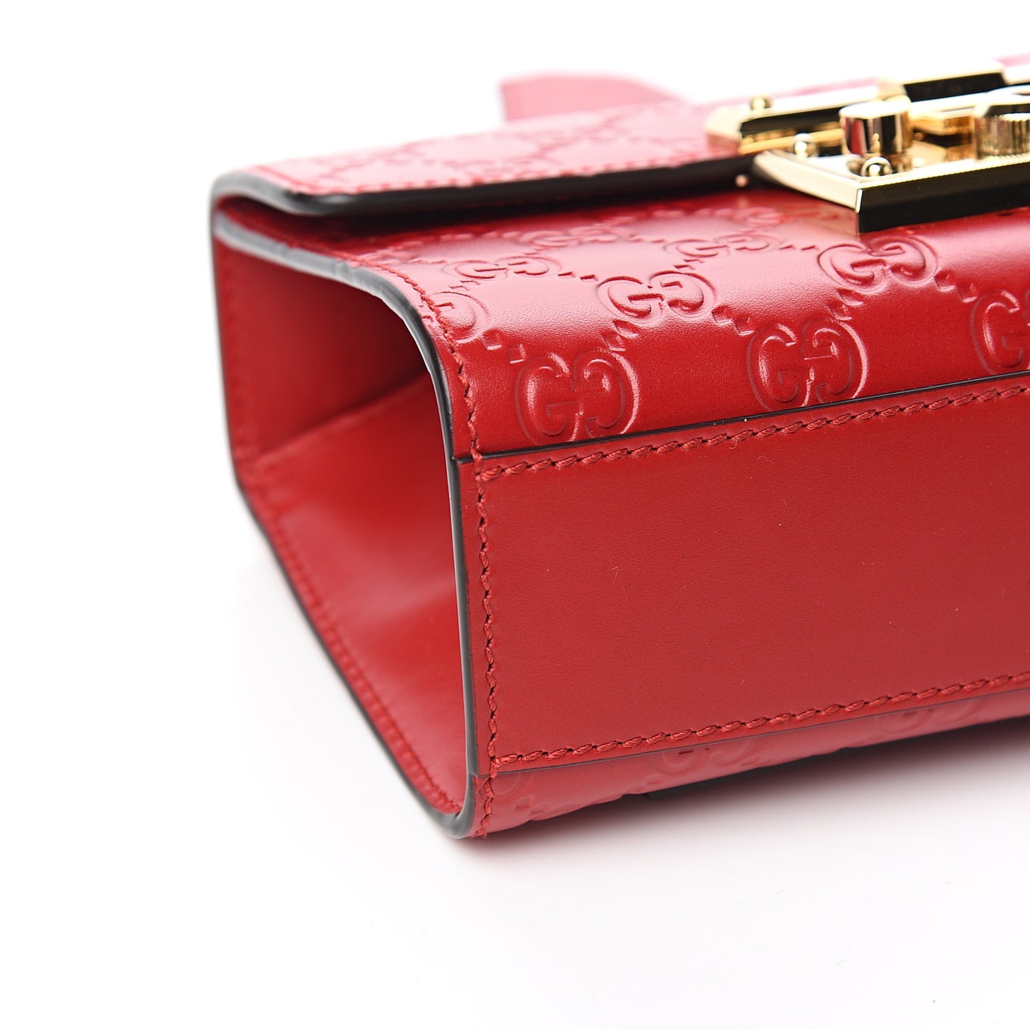 Guccissima Small Padlock Shoulder Bag Hibiscus Red